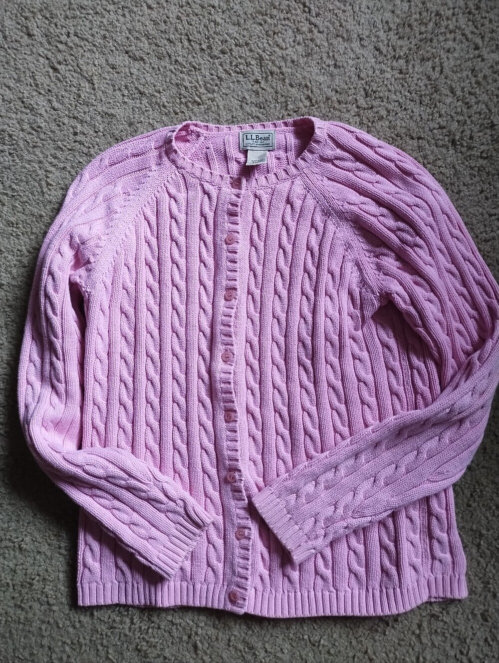 L.L. Bean Cable Knit Cardigan - Pink
